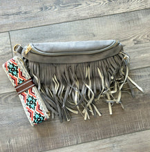 Load image into Gallery viewer, Suede Fringe Purse with Removable Strap: Teal

