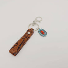 Load image into Gallery viewer, Leather Western Style Keychains Turquoise Pendant Key Chain: 3#
