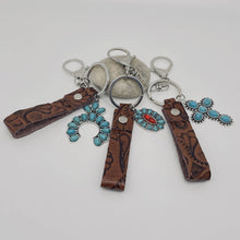 Load image into Gallery viewer, Leather Western Style Keychains Turquoise Pendant Key Chain: 3#
