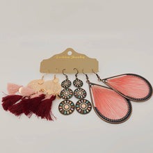 Load image into Gallery viewer, 3 Styles Bohemian Earring Set in pink
