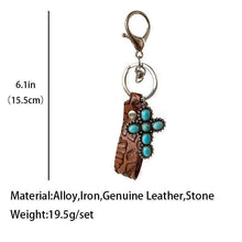 Load image into Gallery viewer, Leather Western Style Keychains Turquoise Pendant Key Chain: 1#
