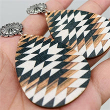Load image into Gallery viewer, Western Style Wooden Vintage Metal Ear Stud Earrings: 2
