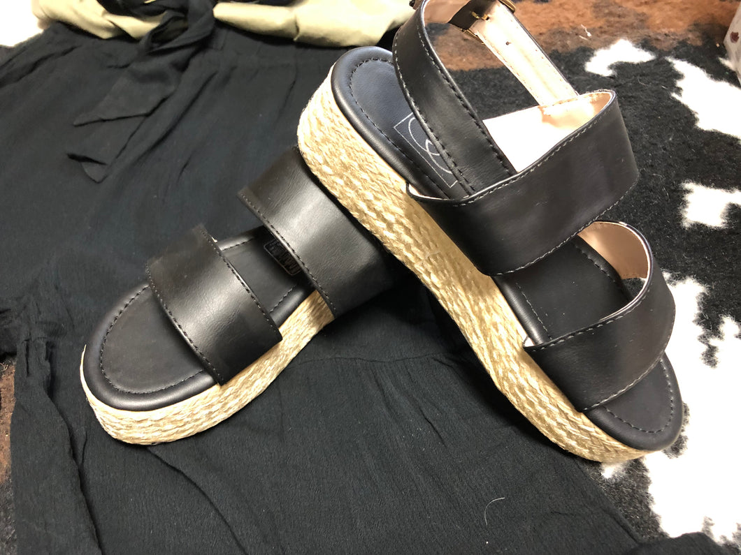 Black Wedge Sandal