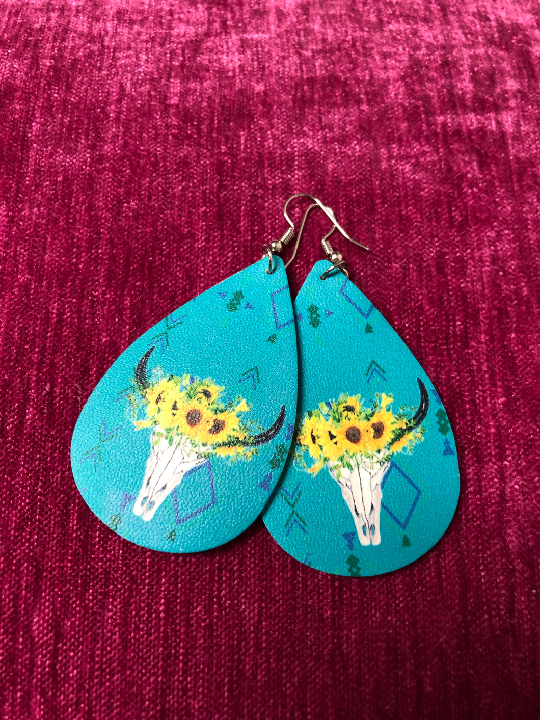 Turquoise and sunflower earrings