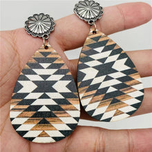 Load image into Gallery viewer, Western Style Wooden Vintage Metal Ear Stud Earrings: 2
